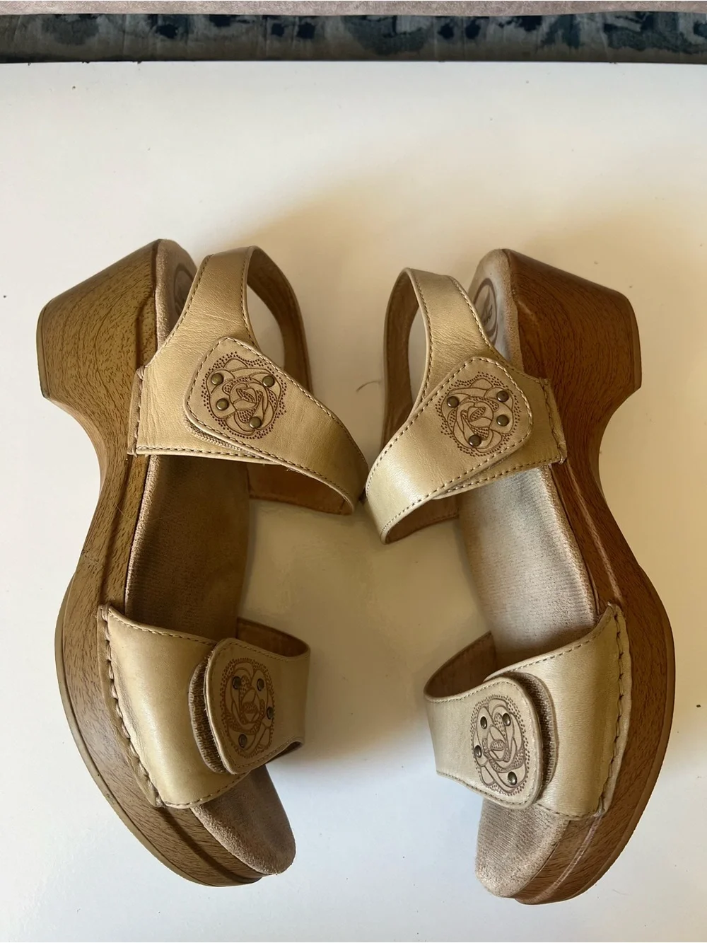 Dansko Tan Leather Two-Strap Comfort Sandals